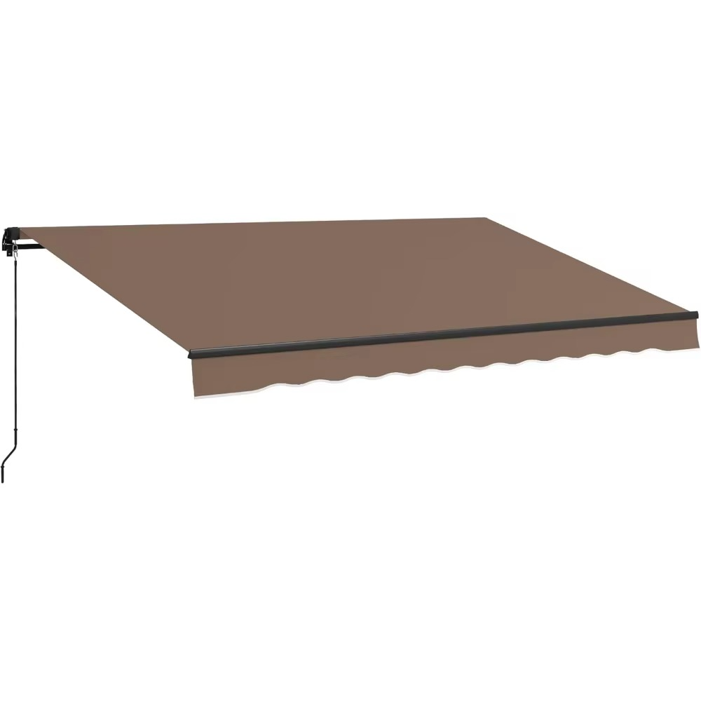 مظلة قابلة للسحب مقاس 13 × 10 أقدام، مظلة فناء مع مقبض يدوي، قماش مقاوم للأشعة فوق البنفسجية 280 جرامًا للمتر المربع والألومنيوم