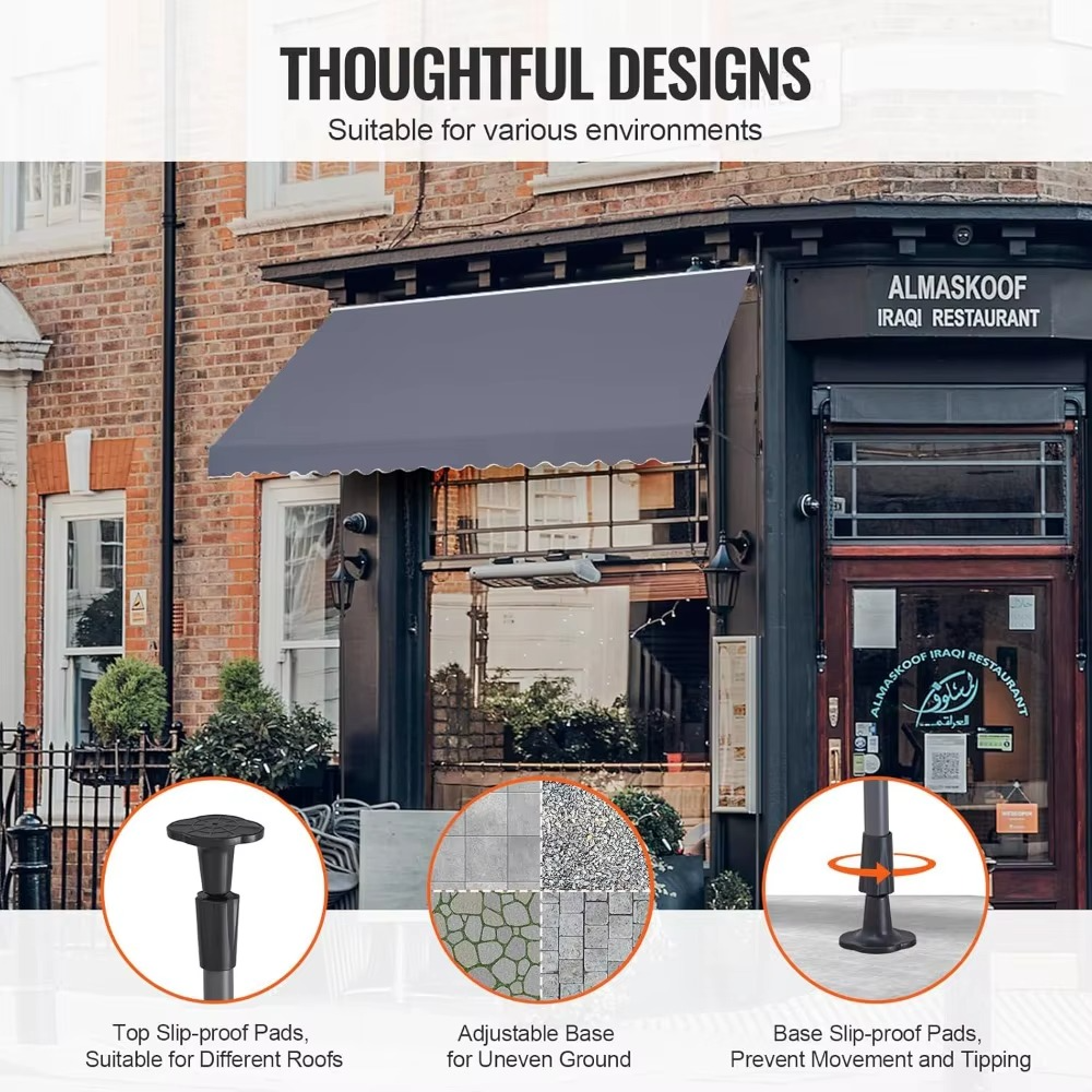 مظلة فناء قابلة للسحب مقاس 178 × 47، مظلة فناء خارجية قابلة للسحب ومظلة واقية من الشمس، مظلة قابلة للتعديل لباب ونافذة الفناء